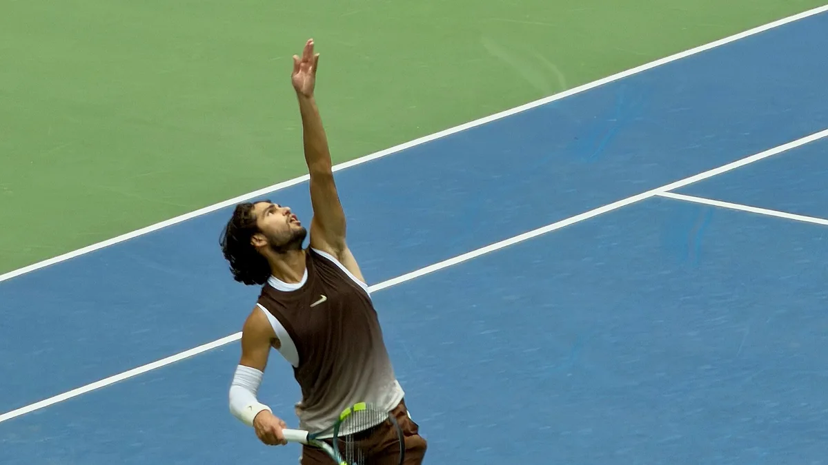 Carlos Alcaraz on a hard court at the 2026 US Open