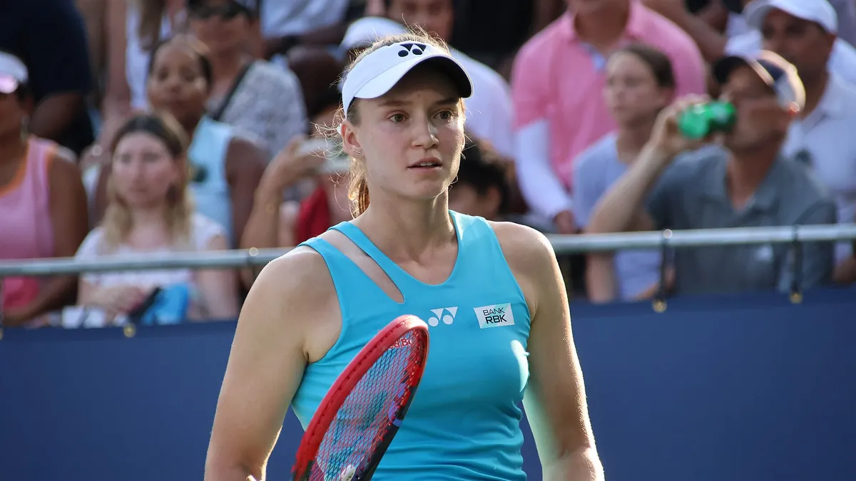 Elena Rybakina on court at the 2025 Citi Open, a hard-court event in Washington