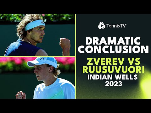 Alexander Zverev vs Emil Ruusuvuori Dramatic Conclusion | Indian Wells 2023