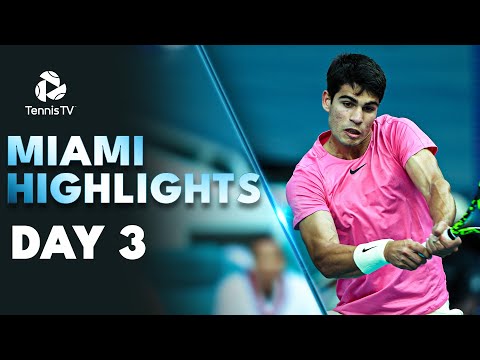 Alcaraz Faces Bagnis; Ruud, Rublev & Rune All Play | Miami 2023 Highlights Day 3