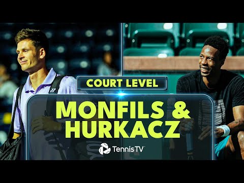 Gael Monfils & Hubert Hurkacz Entertaining Practice From Court Level 🤩 | Indian Wells 2023