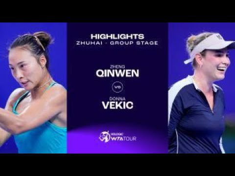 Zheng Qinwen vs. Donna Vekic | 2023 Zhuhai Group Stage | WTA Match Highlights